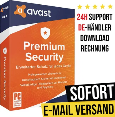 Produktbild von Avast Premium Security 2024 | 3 Geräte | 1 Jahr | Sofortdownload