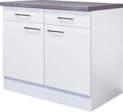 Obrázok produktu pre Kuchynská skrinka dolná so šuplíkom a dvierkami Flex Well Varo ŠxHxV 100 x 60 x 86 cm čelo biela matná korpus biela