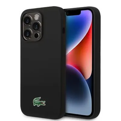 Produktbild von Lacoste Liquid Silicone Microfiber Croc Logo MagSafe Case für iPhone 15 Pro Max schwarz