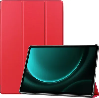 Produktbild von Mobigear Dreifach-Faltetui für Tablet, passend für Samsung Galaxy Tab S9 FE Plus, Klapphülle mit Stifthalter - Rot