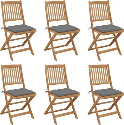 Produktbild von Möbel Klappbare Gartenstühle 6 Stk. mit Kissen Massivholz Akazie - Gartenstühle 3065504