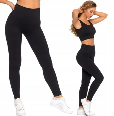 Produktbild von Damen-Sportleggings, figurbetont, gerippt, hoher Bund, MORAJ, Größe L/XL, Schwarz