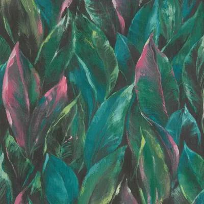 Produktbild von Vliestapete 537352 Tapete Botanical Dschungel 53 x 1005 cm Rasch Curiosity Schwarz Grün