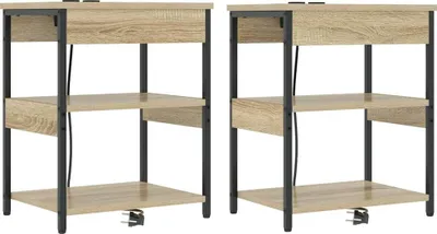 Zdjęcie produktu dla Szafka Nocna 2 pcs Dąb Sonoma 41 x 31 x 51 cm