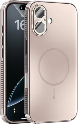 Image de Coque magnétique pour iPhone 16, coque mate PC+TPU avec protection des lentilles, coque résistante aux chocs avec dissipation de la chaleur Or