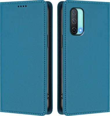 Image de Étui en cuir pour OnePlus Nord CE 5G, étui à rabat magnétique en cuirPolyuréthaneavec support, bleu lac