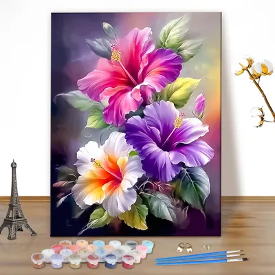 Malen nach Zahlen Blumen, 40x50 cm, DIY-Set für Erwachsene
