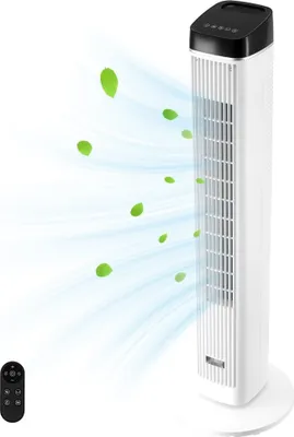 Zdjęcie produktu dla wentylator wieżowy 60 W z 9-godzinnym timerem i zdalnym sterowaniem - Wentylator 6,7 m/s - Wysokowydajny system chłodzenia