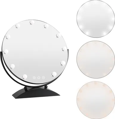 A makeup mirror with lights and its variations.