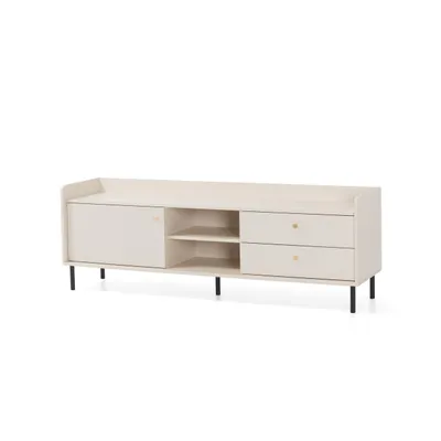 Produktbild von TV-Schrank GLORIA 170cm TV-Board mit 2 Schubladen, 1 Tür und offenen Regalen, Sand Beige, Moderner Stil