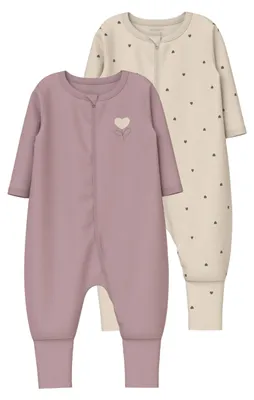 Produktbild von Name IT Damen Nbfnightsuit 2P Zip Ff Heart Noos, Summer Sand, 68 EU
