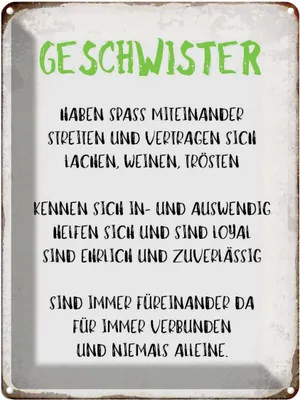 Produktbild von vianmo Blechschild 40x30 cm Geschwister füreinander da Spruch Zitat