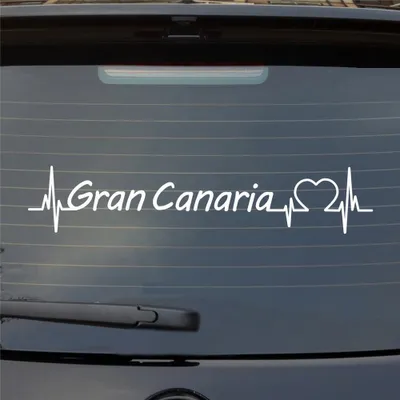 Produktbild von Heckscheibenaufkleber Gran Canaria Puls Herzschlag Auto- mit Insel Motiv 55x11 cm Weiss Glanz Auto Aufkleber Sticker