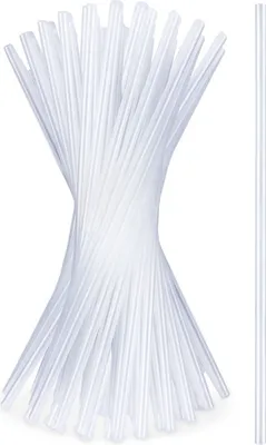 Image de 50 pailles réutilisables en plastique transparent pour boissons droites