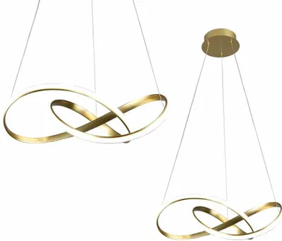 Image de Lustre LED CAPPIO blanc doré 36 W, blanc neutre, 2160 lm, métal, dimensions : 90 x 60 x 60 cm, IP20, Milagro