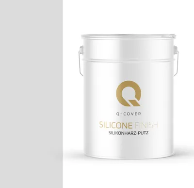 Immagine prodotto di Intonaco alla resina siliconica | Bianco-grigio | Intonaco di attrito | Intonaco al silicone | Intonaco per facciate | Intonaco per graffiatura Intonaco strutturato Intonaco finito Pareti e soffitti | 15 kg 1,5 mm