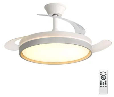 Immagine prodotto di Ventilatore a soffitto con LED - 60W, pale retrattili, illuminazione da 5600 lumen, colore bianco