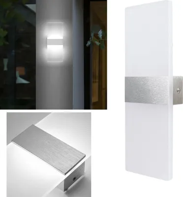 Obrázok produktu pre Fiqops LED nástenné svietidlo 12W chodbové svetlo vnútorné nástenné reflektory nástenné svietidlo vonkajšie chodbové svietidlo biele