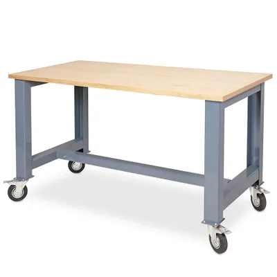 Produktbild von Fahrbare Werkbank, BxTxH 1500x700x830 mm | 2 Bockrollen, 2 Lenkrollen mit Feststellbremsen, Rad-Ø 125 mm