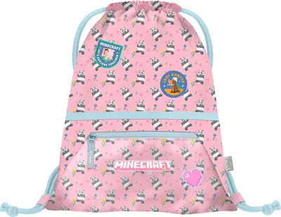 Image de Sac de sport Minecraft pour filles, idéal pour l'école - Motif : Panda Minecraft