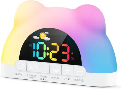 Produktbild von Kinderwecker, Wecker Digital mit RGB Nachtlicht, Schlaftrainer Kinder, 11 Lichtfarben, Dual Alarm, Snooze-Funktion, 10 Wecktönen, 12/24H Modus