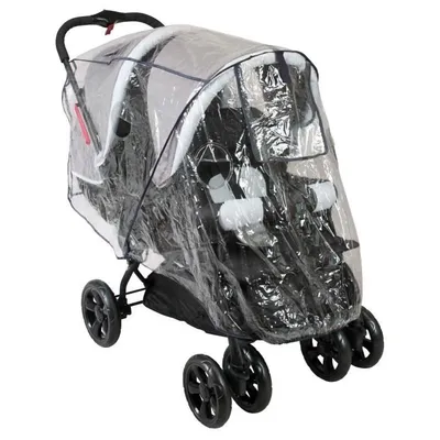 Image de Bambisol HPU Housse de pluie pour poussette double avec toit, transparent