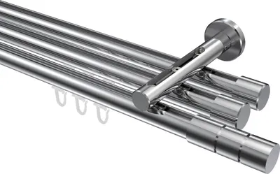 Produktbild von Interdeco Innenlaufstange / Gardinenstange mit Innenlauf Chrom, Typ Siteno Elanto (Rillenzylinder), 20 mm Ø 3-läufig, 400 cm