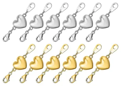 12 magnetische Kettenschlösser Herzform Gold Silber für Schmuck