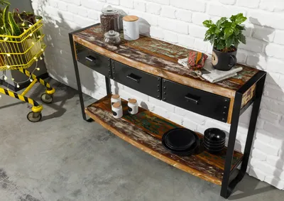 Produktbild von MASSIVMOEBEL24Konsolentisch Altholz 135x35x80 mehrfarbig lackiert INDUSTRIAL #42