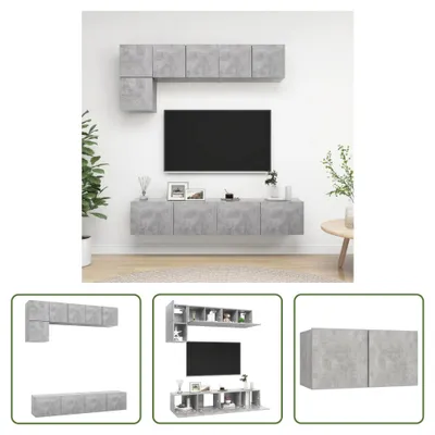 Produktbild von The Living Store 5-tlg. TV-Schrank-Set Betongrau Holzwerkstoff