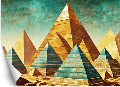 Produktbild von Vlies fototapete Pyramiden Ägypten Abstraktion 400x280 cm Feeby Gold inkl. Kleber einfache Montage