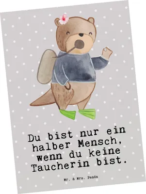 Produktbild von Mr. & Mrs. Panda bildkarte Taucherin Herz - Grau Pastell - Geschenk, Kunstkarten, Grußkarte, Postkarte, Fotokarte, Postkarten, Ansichtskarten