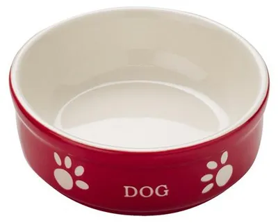 Produktbild von Nobby Keramiknapf für Hunde, rot/beige, 13,5 x 13,5 x 5 cm