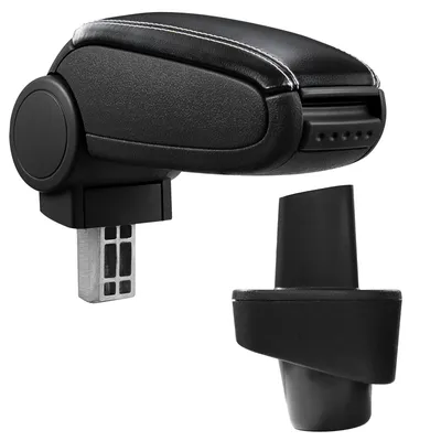 Immagine prodotto di [Bracciolo centrale, perfetto per Renault Clio III dal 2005 (3 porte, 5 porte e Grandtour) - bracciolo con vano portaoggetti - rivestimento - Similcuoio nera con cuciture bianche