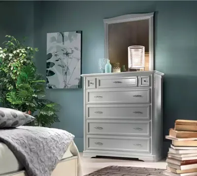 Produktbild von Kommode mit Spiegel Möbel Moderne Kommode Holz Schlafzimmer Weiß Neu