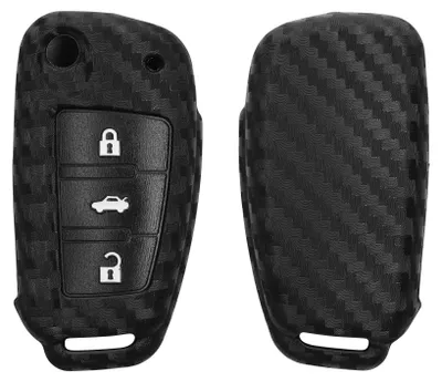 Produktbild von kwmobile Schlüsselhülle für Audi 3-Tasten Klappschlüssel Hülle - Autoschlüssel Schlüssel Hülle aus Silikon - Schlüsselschutz Gehäuse in Schwarz