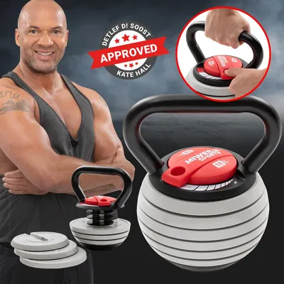 Produktbild von Miweba Sports Kettlebell KB300 | Kugel Hantel verstellbar - 3,4 bis 18 kg - 6 Stufen - Easy-Lock - Weichgummiboden - Anti-Rutsch-Griff - platzsparend