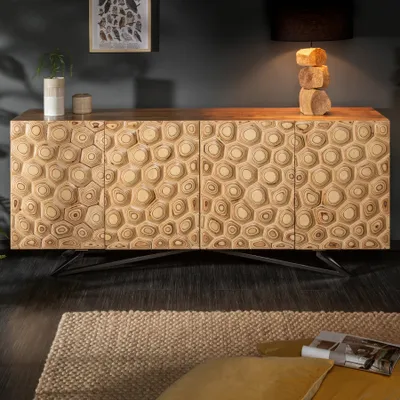 Obrázek produktu pro Masivní příborník ORGANIC LIVING 175cm mangové dřevo organický design komoda do obývacího pokoje skříňka příborník