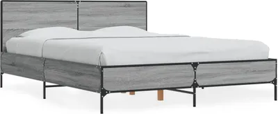 Produktbild von vidaXL Bettgestell Grau Sonoma 140x200 cm Holzwerkstoff und Metall
