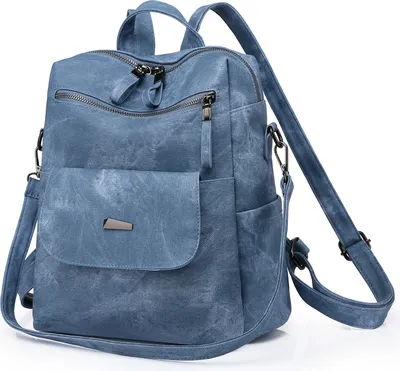 Produktbild von OKWISH Rucksack Damen, Laptop Schulrucksack Wasserdicht, Schultasche Teenager Backpack Women Elegant Tagesrucksäcke Handtasche 2 in 1, 15,6 Zoll Arbeitstasche Lehrertasche Reiserucksack für Uni Büro Blau