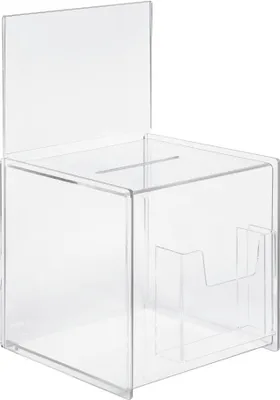 Produktbild von SIGEL VA152 Aktionsbox / Spendenbox / Losbox mit Zusatzfach und Einstecktafel für A5, Acryl, 21 x 21 x 36,8 cm