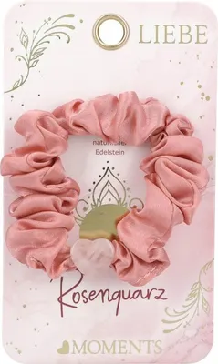 Produktbild von Depesche Moments Premium Scrunchie mit Rosenquarz Herz, Rosa, Natürlicher Edelstein, Haargummi