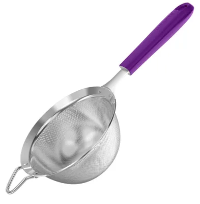 Immagine prodotto di Setaccio in acciaio inossidabile con manico in silicone, ideale per la cucina