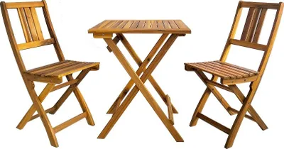 Produktbild von Bistro Set Gartenmöbel 3tlg. klappbar aus Akazienholz Balkon Set Sitzgruppe Holz