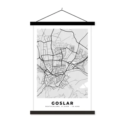 Produktbild von MuchoWow® Textilposter Deutschland - Goslar - Karte - Stadtplan - Wegbeschreibung 40x60 cm mit schwarzem Rahmen - Wanddekorationen