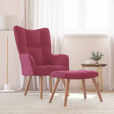 Produktbild von "2026 Promotion" Relaxsessel mit Hocker - Fernsehsesel - Weinrot Samt - Couchsessel CC13895