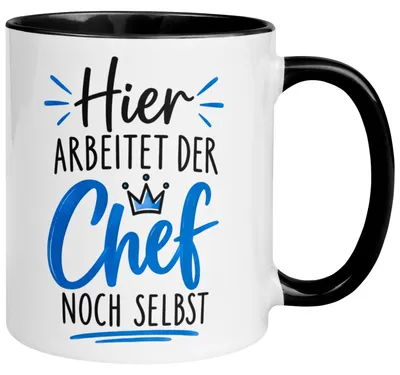 Produktbild von Tasse Chef – „Hier arbeitet der Chef noch selbst“ – Geschenk Kaffeetasse Bester Chef