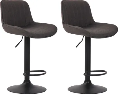 Produktbild von CLP 2er Set Barhocker Lentini Stoff 360° Drehbar Höhenverstellbar dunkelgrau Gestell Farbe schwarz