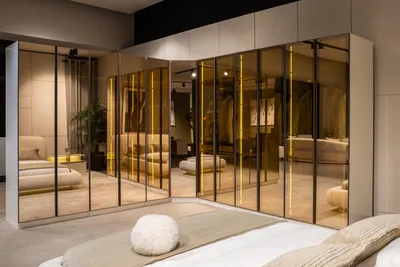 Produktbild von Designer Weißer Kleiderschrank L-Form Schrank r Glasschrank