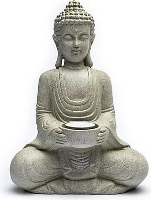 Produktbild von Meditierender Buddha mit Kerzenhalter steingrau -- 550 g, 27 cm im Set Set